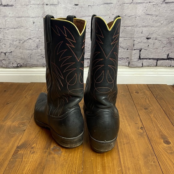 Vintage Justin Boots black mens size 9.5 western cowboy boots - Picture 4 of 12